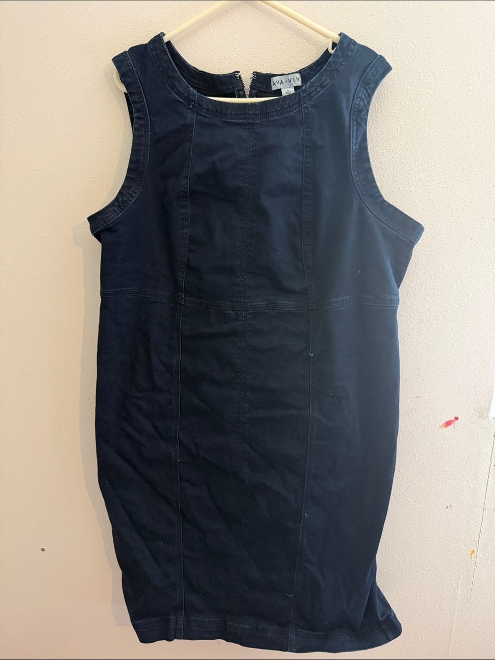 Ava & Viv Dark Navy Sleeveless Shift Midi Dress